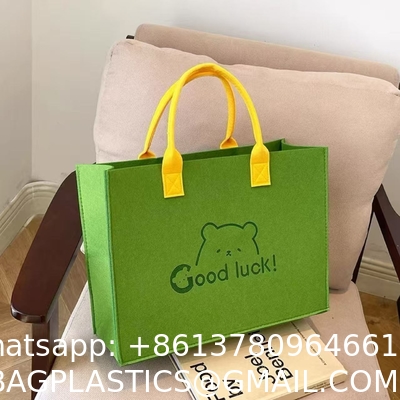 Wholesale Eco Friendly Custom Logo Large Capacity Colorful Felt Shopping Tote Bag With Logo DIY Personalized Grocery Bag