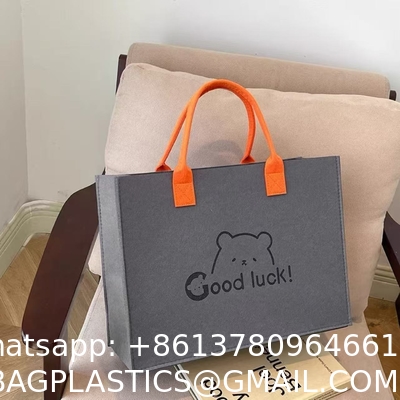 Wholesale Eco Friendly Custom Logo Large Capacity Colorful Felt Shopping Tote Bag With Logo DIY Personalized Grocery Bag