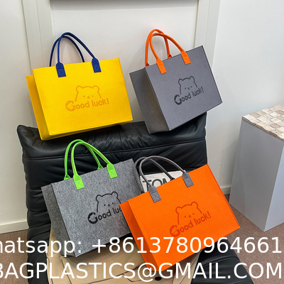 Wholesale Eco Friendly Custom Logo Large Capacity Colorful Felt Shopping Tote Bag With Logo DIY Personalized Grocery Bag