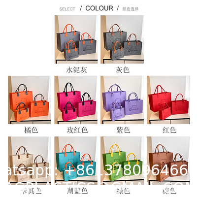 Wholesale Eco Friendly Custom Logo Large Capacity Colorful Felt Shopping Tote Bag With Logo DIY Personalized Grocery Bag