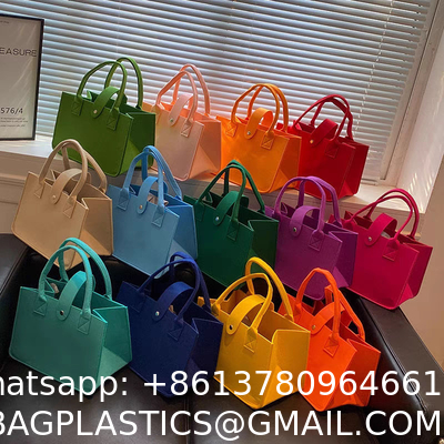 Wholesale Eco Friendly Custom Logo Large Capacity Colorful Felt Shopping Tote Bag With Logo DIY Personalized Grocery Bag