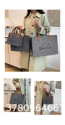 Fashionable Splicing Colors Accept Custom Logo Gift Tote Bag Felt Clothes Shopping Custom Rpet Felt Tote Bag Large Capacity Folding Eco Shopping Bag Gift Reusable Shopping Bags