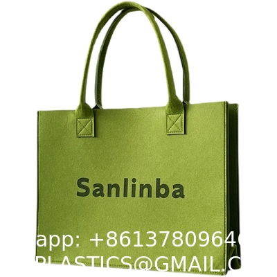 Fashionable Splicing Colors Accept Custom Logo Gift Tote Bag Felt Clothes Shopping Custom Rpet Felt Tote Bag Large Capacity Folding Eco Shopping Bag Gift Reusable Shopping Bags