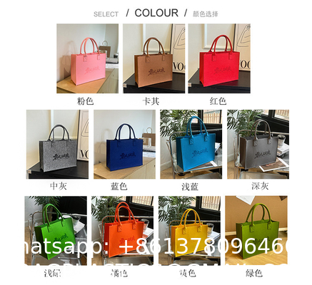 Fashionable Splicing Colors Accept Custom Logo Gift Tote Bag Felt Clothes Shopping Custom Rpet Felt Tote Bag Large Capacity Folding Eco Shopping Bag Gift Reusable Shopping Bags