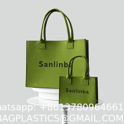 Fashionable Splicing Colors Accept Custom Logo Gift Tote Bag Felt Clothes Shopping Custom Rpet Felt Tote Bag Large Capacity Folding Eco Shopping Bag Gift Reusable Shopping Bags