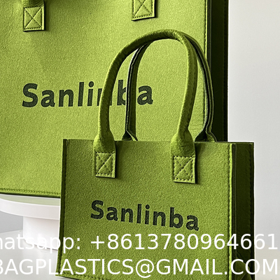 Fashionable Splicing Colors Accept Custom Logo Gift Tote Bag Felt Clothes Shopping Custom Rpet Felt Tote Bag Large Capacity Folding Eco Shopping Bag Gift Reusable Shopping Bags