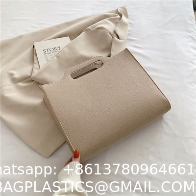 OEM Handmade Reversible Felt Storage Bag Embroidered Personalized Tote Bag Manufacturer'S Shopping Bag Wholesale Custom Simple Letter Logo Eco-Friendly Durable Multi-Scenario Suitable Felt Shopping