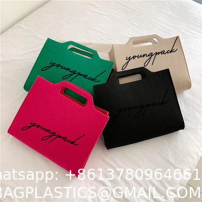 OEM Handmade Reversible Felt Storage Bag Embroidered Personalized Tote Bag Manufacturer'S Shopping Bag Wholesale Custom Simple Letter Logo Eco-Friendly Durable Multi-Scenario Suitable Felt Shopping