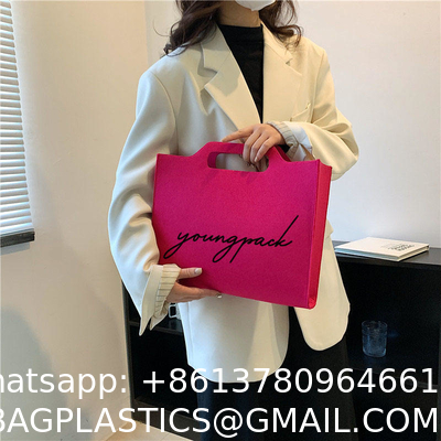 OEM Handmade Reversible Felt Storage Bag Embroidered Personalized Tote Bag Manufacturer'S Shopping Bag Wholesale Custom Simple Letter Logo Eco-Friendly Durable Multi-Scenario Suitable Felt Shopping