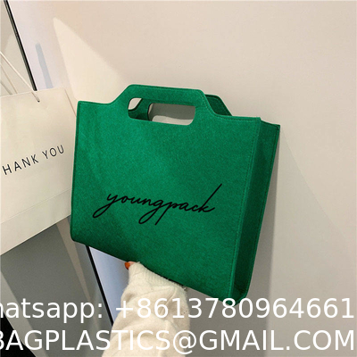 OEM Handmade Reversible Felt Storage Bag Embroidered Personalized Tote Bag Manufacturer'S Shopping Bag Wholesale Custom Simple Letter Logo Eco-Friendly Durable Multi-Scenario Suitable Felt Shopping