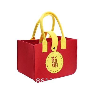 Eco Friendly Custom Logo Women'S Large Capacity Grocery Felt Bag Reusable Colorful Felt Shopping Tote Bags For Shopping