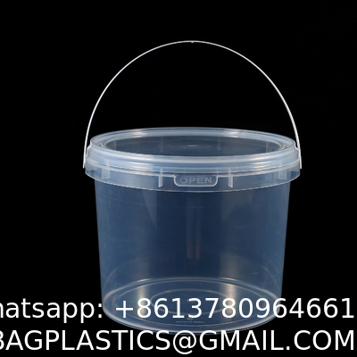 Clear Bucket With Lids - Plastic Food Storage Containers, Airtight Screw-On Lids - Freezer Safe Ice Cream Bucekts, Food Grade Reusable Containers For Kitchen
