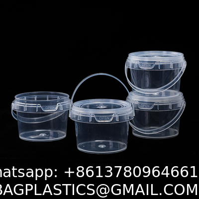 Clear Bucket With Lids - Plastic Food Storage Containers, Airtight Screw-On Lids - Freezer Safe Ice Cream Bucekts, Food Grade Reusable Containers For Kitchen