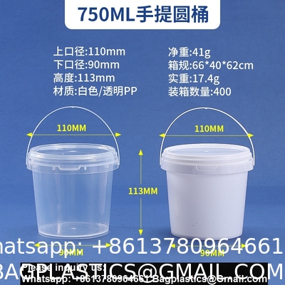 Biodegradable PLA compostable Eco friendly Clear Food-Grade Plastic Bucket Round Shape With Lid Recyclable For Water Packaging Storage Drums