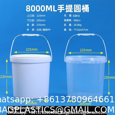 Food storage Quart Square Bucket Utility Small Pail With Handle Sturdy Pail Organizer For House Cleaning Storage Livestock Feeding Car Washing Food Storage, with Lids(Clear)