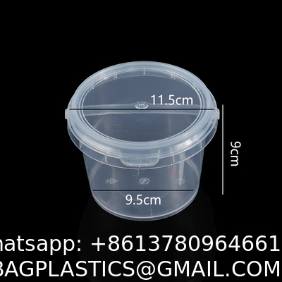500ml 1L 2L 3L 4L 5L Factory Supply Handle Food Grade Packing Bucket Round White Clear Plastic Round Bucket With Lid