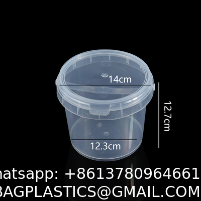 500ml 1L 2L 3L 4L 5L Factory Supply Handle Food Grade Packing Bucket Round White Clear Plastic Round Bucket With Lid