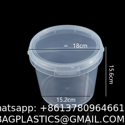 500ml 1L 2L 3L 4L 5L Factory Supply Handle Food Grade Packing Bucket Round White Clear Plastic Round Bucket With Lid