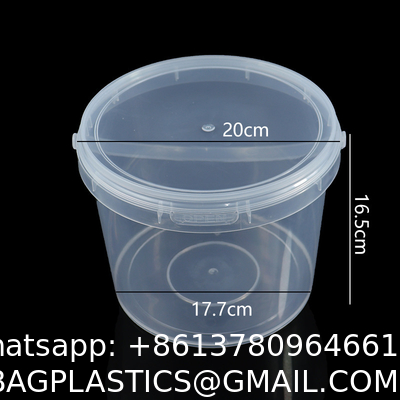 500ml 1L 2L 3L 4L 5L Factory Supply Handle Food Grade Packing Bucket Round White Clear Plastic Round Bucket With Lid