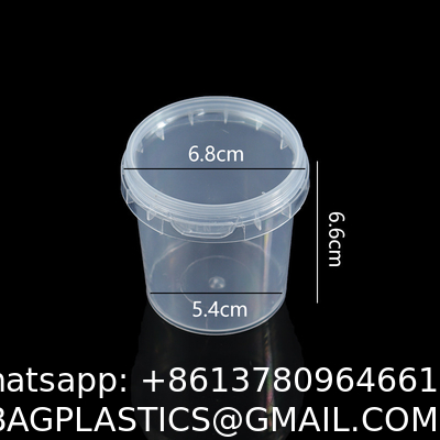 500ml 1L 2L 3L 4L 5L Factory Supply Handle Food Grade Packing Bucket Round White Clear Plastic Round Bucket With Lid
