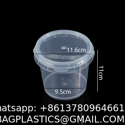 500ml 1L 2L 3L 4L 5L Factory Supply Handle Food Grade Packing Bucket Round White Clear Plastic Round Bucket With Lid