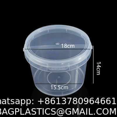 500ml 1L 2L 3L 4L 5L Factory Supply Handle Food Grade Packing Bucket Round White Clear Plastic Round Bucket With Lid