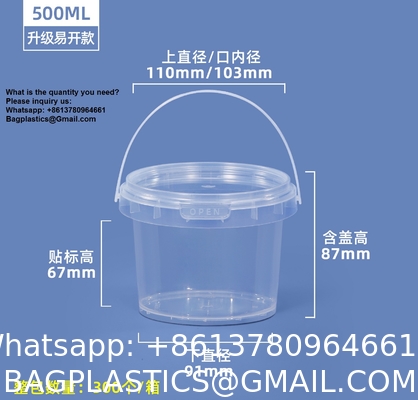 500ML/750ML/1000ML Plastic Cups Lids Wholesale Disposable Clear Plastic Drink Buckets Fruits Container Tubs For Drinks Foods