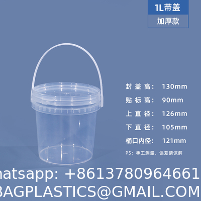 Disposable PP Clear Party Mick Tea Bucket 1000ml Plastic Cup With Handle And Lid For Juice Manufacturer Cheap Square Clear Custom Printed Candy Popcorn Cookie Plastic Bucket With Lid