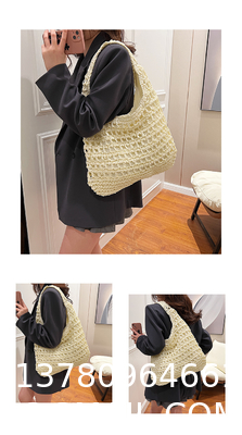 Bolsas Personalizadas Logo Bolsos De Paja Tejida Custom Raffia Clutch Woven Crochet Shoulder Women Handbags Beach Straw Bag Mesh Beach Bag Crochet Tote Bag Straw Crochet Purses for Women Raffia Tote