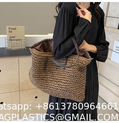 High Quality Wholesale Women'S Summer Crochet Raffia Straw Bag Handmade Designer Open Shoulder Bag Crochet Beach Bag for Women Summer Beach Totes Bag Women Crochet Purses Rattan Earrings