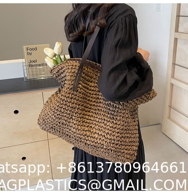High Quality Wholesale Women'S Summer Crochet Raffia Straw Bag Handmade Designer Open Shoulder Bag Crochet Beach Bag for Women Summer Beach Totes Bag Women Crochet Purses Rattan Earrings