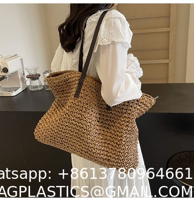 High Quality Wholesale Women'S Summer Crochet Raffia Straw Bag Handmade Designer Open Shoulder Bag Crochet Beach Bag for Women Summer Beach Totes Bag Women Crochet Purses Rattan Earrings