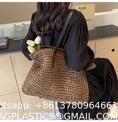 High Quality Wholesale Women'S Summer Crochet Raffia Straw Bag Handmade Designer Open Shoulder Bag Crochet Beach Bag for Women Summer Beach Totes Bag Women Crochet Purses Rattan Earrings