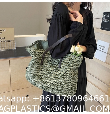 High Quality Wholesale Women'S Summer Crochet Raffia Straw Bag Handmade Designer Open Shoulder Bag Crochet Beach Bag for Women Summer Beach Totes Bag Women Crochet Purses Rattan Earrings