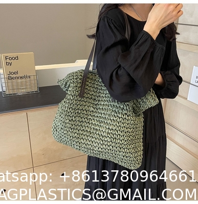 High Quality Wholesale Women'S Summer Crochet Raffia Straw Bag Handmade Designer Open Shoulder Bag Crochet Beach Bag for Women Summer Beach Totes Bag Women Crochet Purses Rattan Earrings