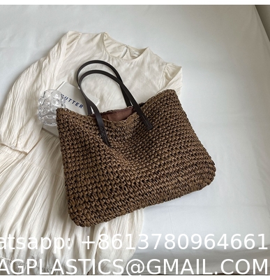 Crochet Raffia Tote Bag Kit Set For Beginners Beach Tote Bag For Women Beach Straw Handmade Bag Woven Rattan Bag For Women Raffia Yarn For Crocheting Raffia Paper Ribbons For Craft