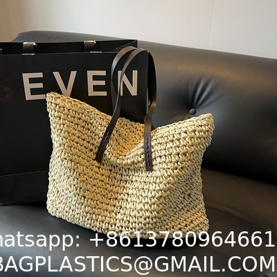 Crochet Raffia Tote Bag Kit Set For Beginners Beach Tote Bag For Women Beach Straw Handmade Bag Woven Rattan Bag For Women Raffia Yarn For Crocheting Raffia Paper Ribbons For Craft