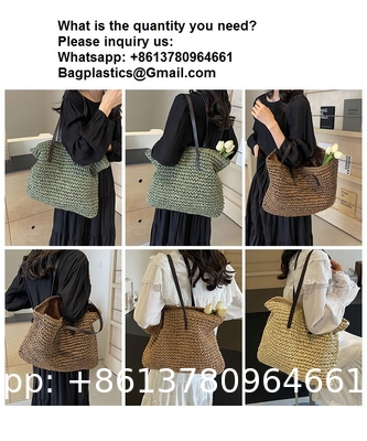 Crochet Raffia Tote Bag Kit Set For Beginners Beach Tote Bag For Women Beach Straw Handmade Bag Woven Rattan Bag For Women Raffia Yarn For Crocheting Raffia Paper Ribbons For Craft