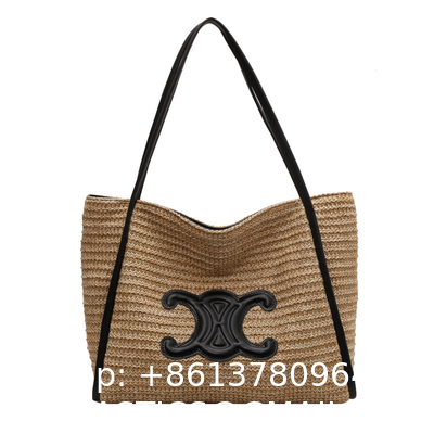 Women Small Straw Bags Summer Beach Tote Bag Handmade Woven Hobo Purse Handbag Customized New Arrival Hand Made Natural Straw Raffia Blue Striped Crochet Beach Bag Crochet Bags Custom Order