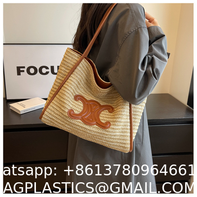 Women Small Straw Bags Summer Beach Tote Bag Handmade Woven Hobo Purse Handbag Customized New Arrival Hand Made Natural Straw Raffia Blue Striped Crochet Beach Bag Crochet Bags Custom Order