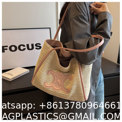Women Small Straw Bags Summer Beach Tote Bag Handmade Woven Hobo Purse Handbag Customized New Arrival Hand Made Natural Straw Raffia Blue Striped Crochet Beach Bag Crochet Bags Custom Order