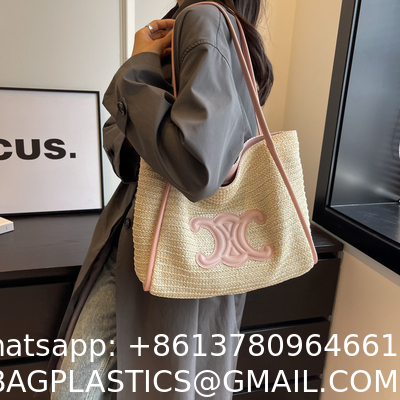 Women Small Straw Bags Summer Beach Tote Bag Handmade Woven Hobo Purse Handbag Customized New Arrival Hand Made Natural Straw Raffia Blue Striped Crochet Beach Bag Crochet Bags Custom Order