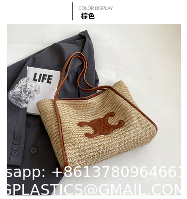 Women Small Straw Bags Summer Beach Tote Bag Handmade Woven Hobo Purse Handbag Customized New Arrival Hand Made Natural Straw Raffia Blue Striped Crochet Beach Bag Crochet Bags Custom Order
