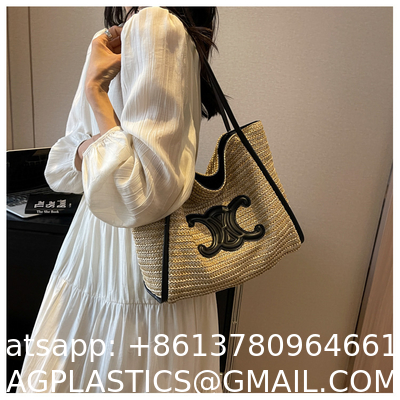 Women Small Straw Bags Summer Beach Tote Bag Handmade Woven Hobo Purse Handbag Customized New Arrival Hand Made Natural Straw Raffia Blue Striped Crochet Beach Bag Crochet Bags Custom Order