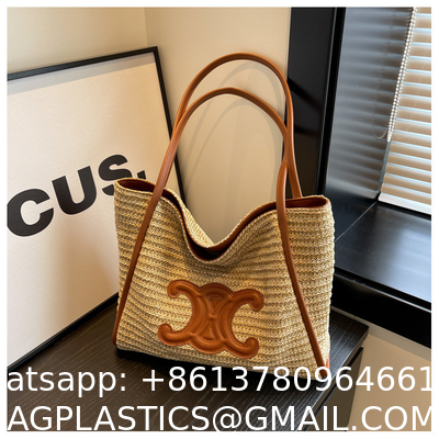 Women Small Straw Bags Summer Beach Tote Bag Handmade Woven Hobo Purse Handbag Customized New Arrival Hand Made Natural Straw Raffia Blue Striped Crochet Beach Bag Crochet Bags Custom Order