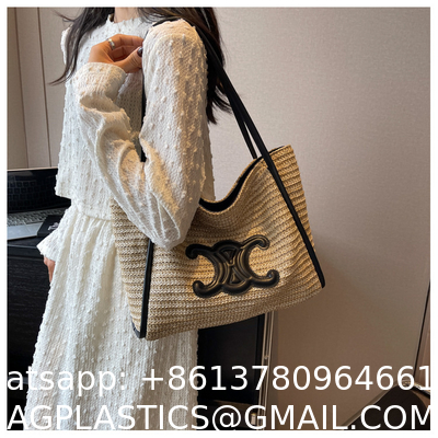 Women Small Straw Bags Summer Beach Tote Bag Handmade Woven Hobo Purse Handbag Customized New Arrival Hand Made Natural Straw Raffia Blue Striped Crochet Beach Bag Crochet Bags Custom Order