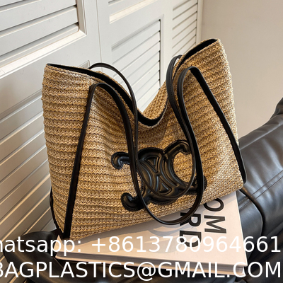 Women Small Straw Bags Summer Beach Tote Bag Handmade Woven Hobo Purse Handbag Customized New Arrival Hand Made Natural Straw Raffia Blue Striped Crochet Beach Bag Crochet Bags Custom Order