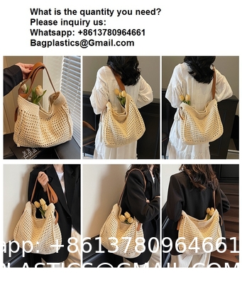 Straw Beach Tote Bag Large Summer Handmade Woven Tote Bag For Women Boho Woven Bags For Summer Vacations Pool Holiday Travel Women Small Straw Bags Summer Beach Tote Bag Handmade Woven Hobo Purse