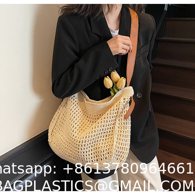 Straw Beach Tote Bag Large Summer Handmade Woven Tote Bag For Women Boho Woven Bags For Summer Vacations Pool Holiday Travel Women Small Straw Bags Summer Beach Tote Bag Handmade Woven Hobo Purse