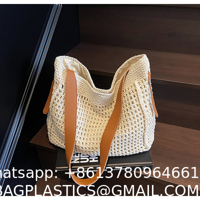 Straw Beach Tote Bag Large Summer Handmade Woven Tote Bag For Women Boho Woven Bags For Summer Vacations Pool Holiday Travel Women Small Straw Bags Summer Beach Tote Bag Handmade Woven Hobo Purse